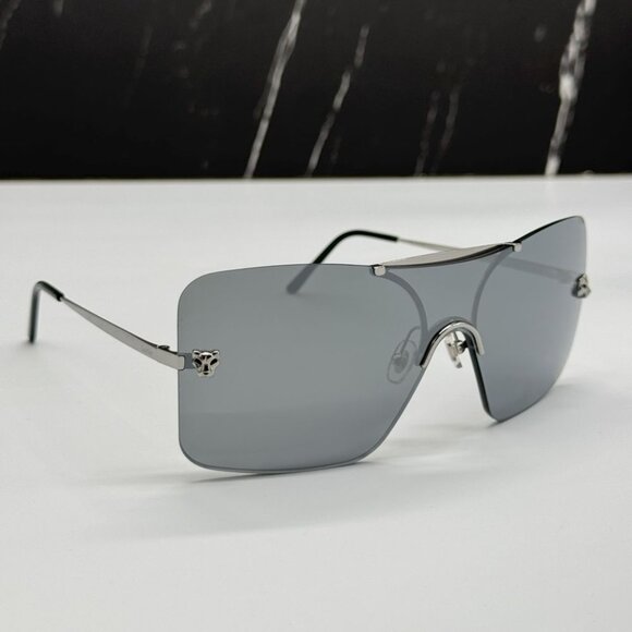 NEW CARTIER CT0023S 001 WOMEN SILVER SHIELD SUNGLASSES CARTIER CT0023S 001 main image 9